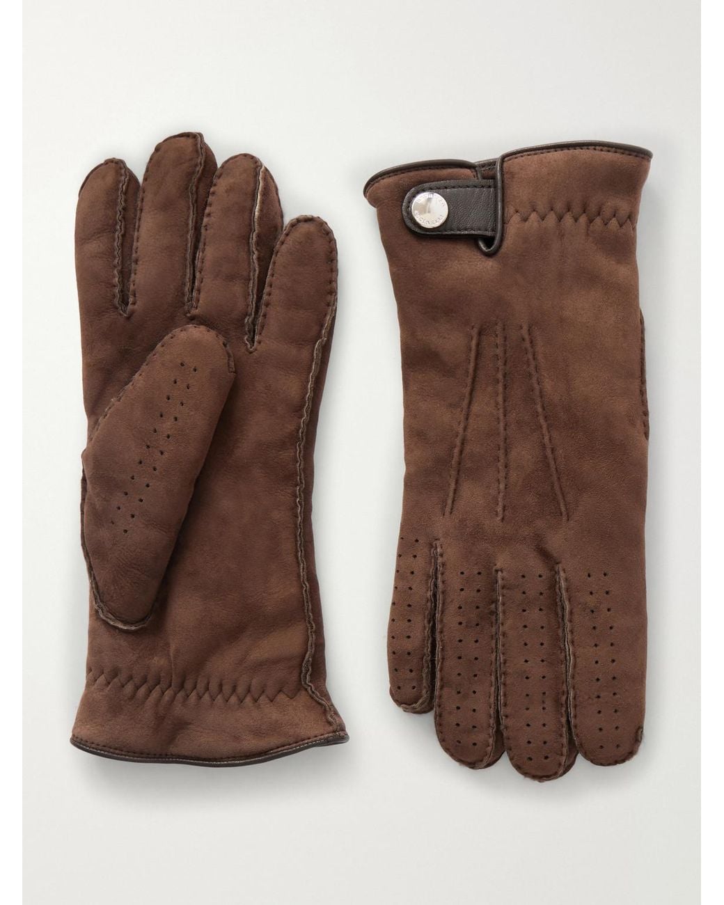 Brunello Cucinelli Brown Suede Gloves for men