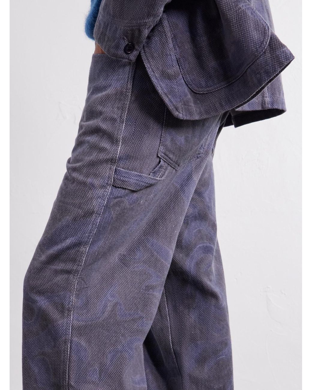 Blue Blue Japan Blue Painter Wide-Leg Sumi Nagashi Cotton-Sashiko Trousers for men