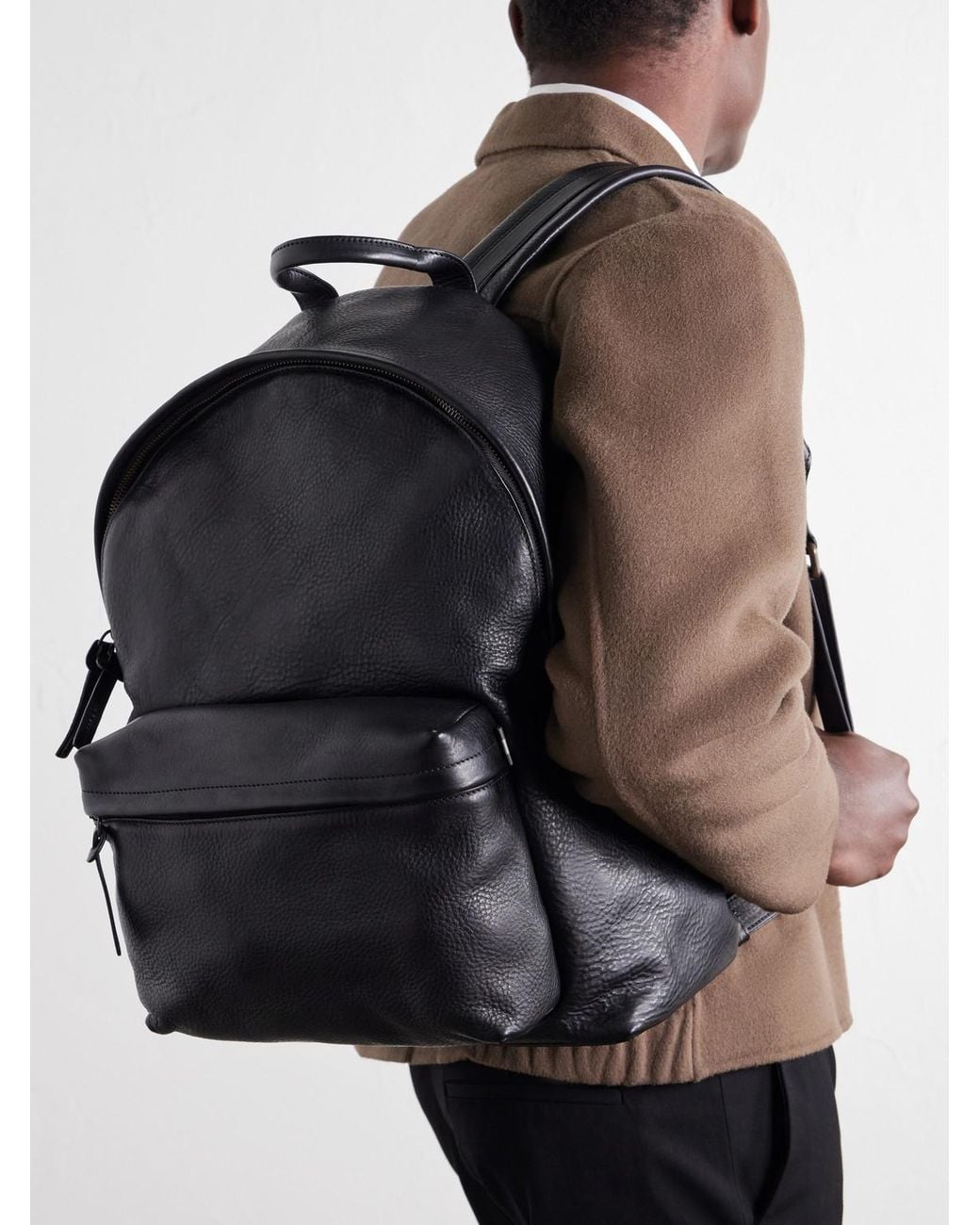 Officine Creative Black Oc Pack/001 Leather Backpack for men
