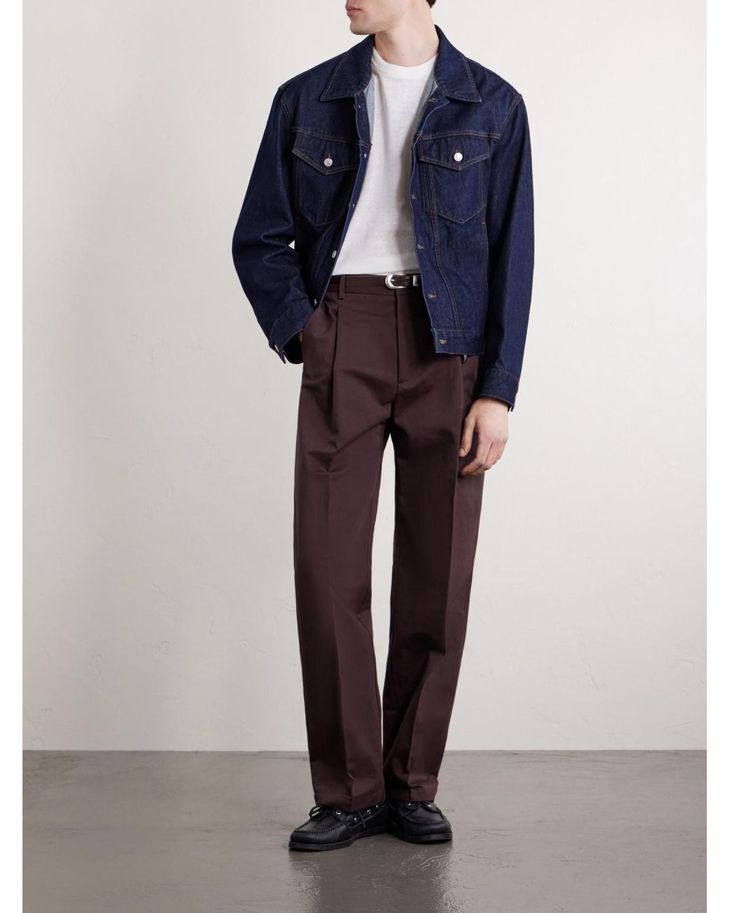 Altea Purple Orval Straight-Leg Cotton And Linen-Blend Gabardine Trousers for men