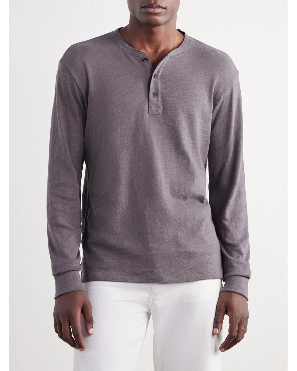 Rag & Bone Purple Cotton-Jersey Henley T-Shirt for men