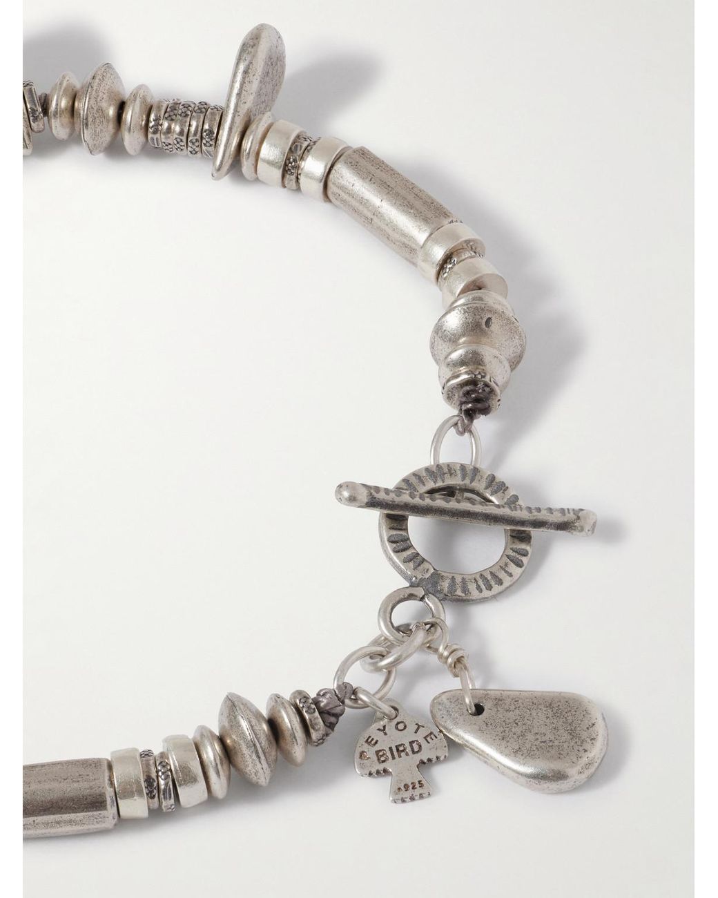 Peyote Bird Gray Platero Sterling Multi-Stone Beaded Bracelet for men