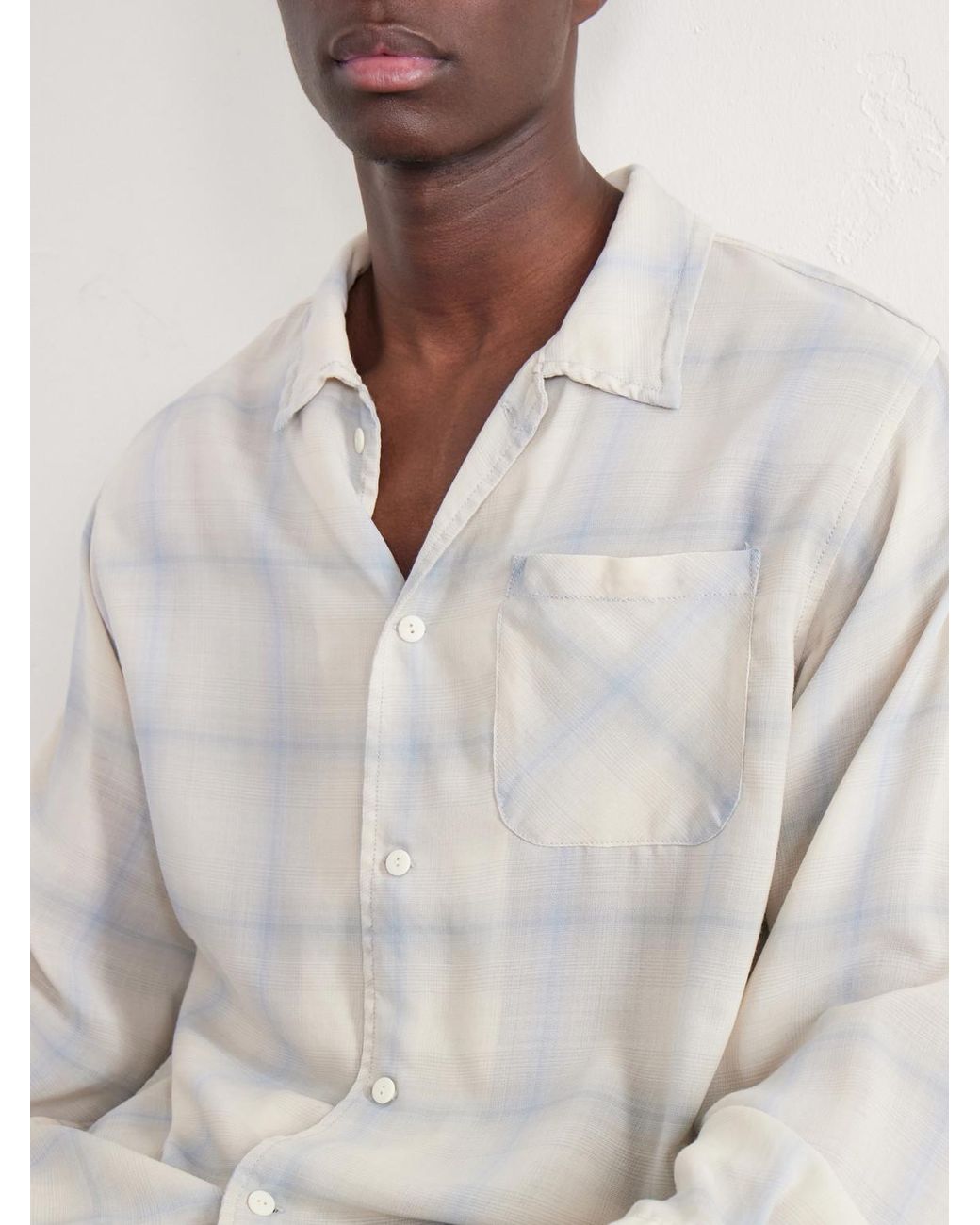 Remi Relief White Viyella Checked Wool-blend Shirt for men