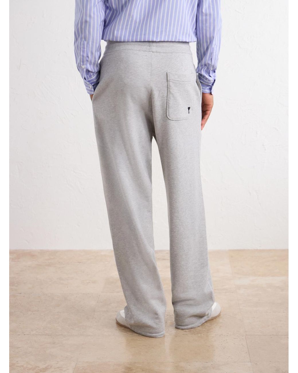 AMI White Straight-Leg Cotton-Blend Jersey Sweatpants for men
