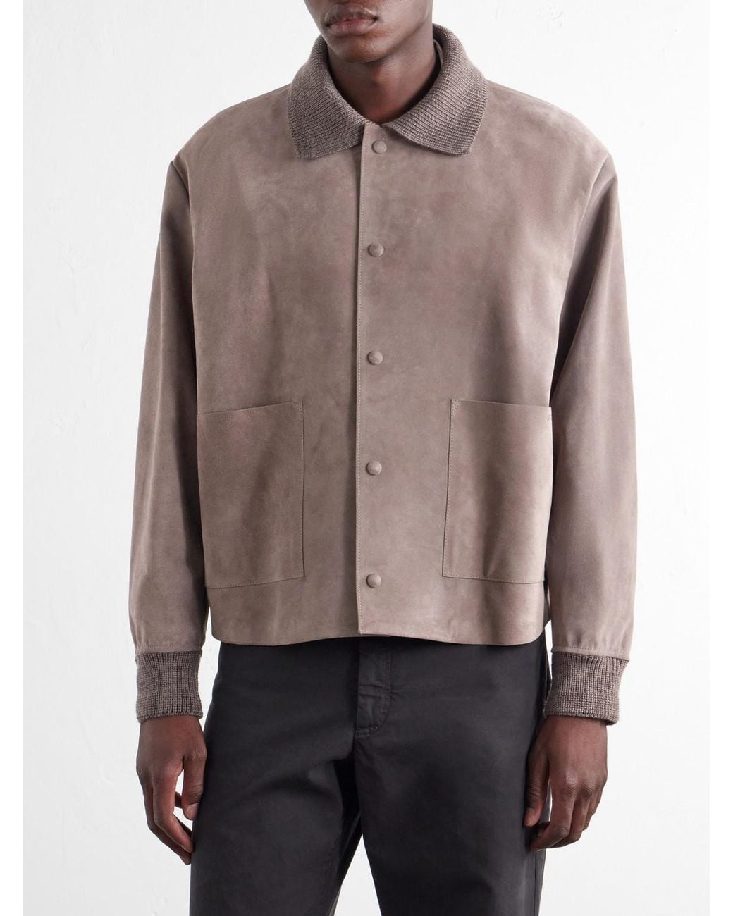J.W. Anderson Brown Wool-Trimmed Suede Jacket for men