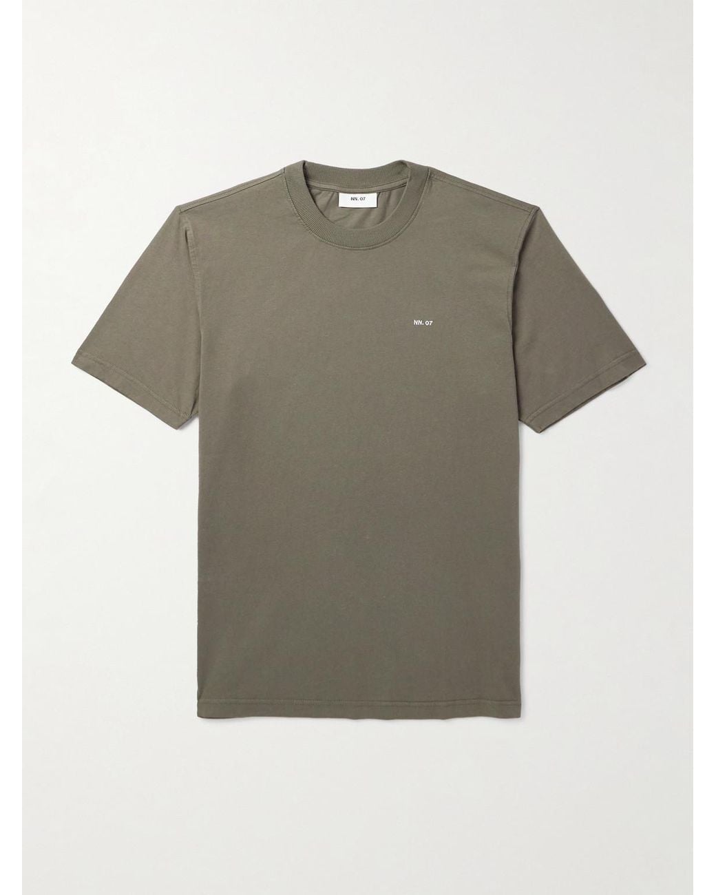 NN07 Gray Adam 3209 Logo-Embroidered Pima Cotton-Jersey T-Shirt for men