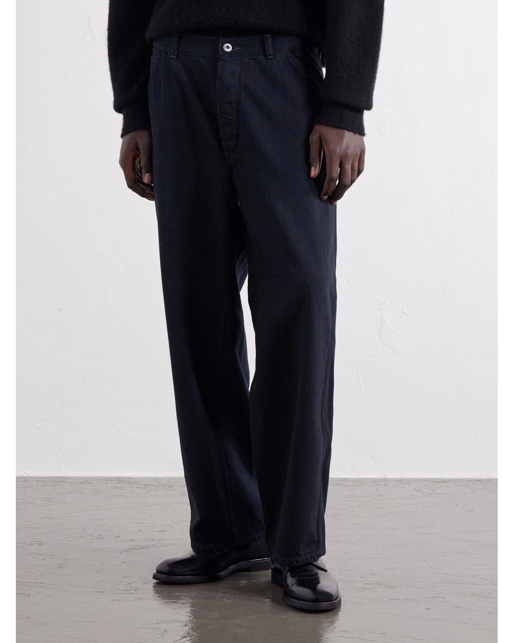 A.PRESSE Blue Denim Wide-Leg Trousers for men