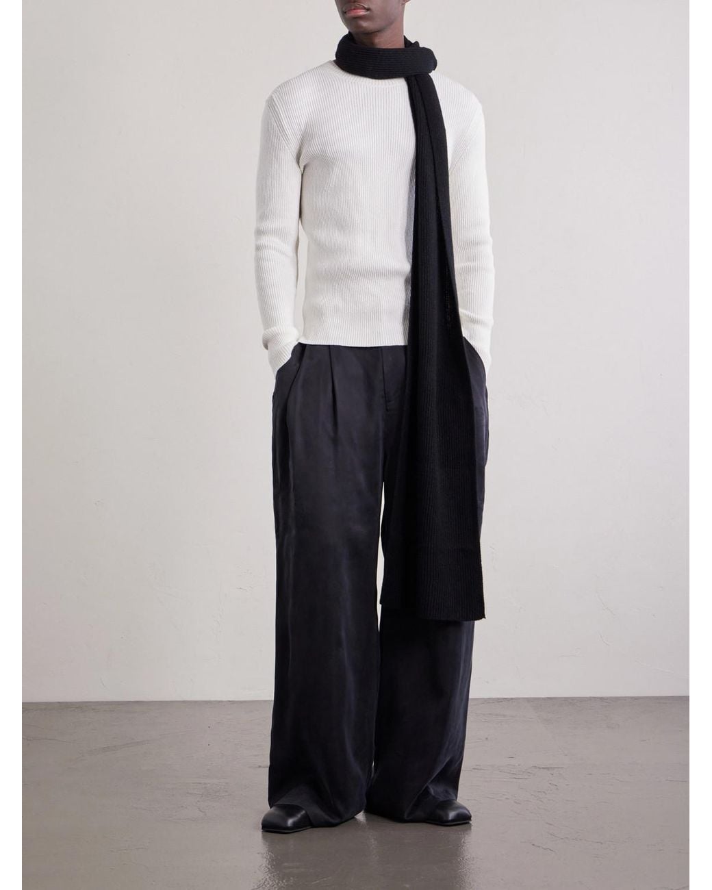 Our Legacy White Ribbed Knit Silk Sweater for men