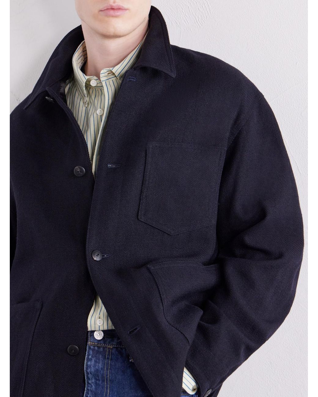 Visvim Blue Baker Textured Wool And Linen-Blend Jacket for men