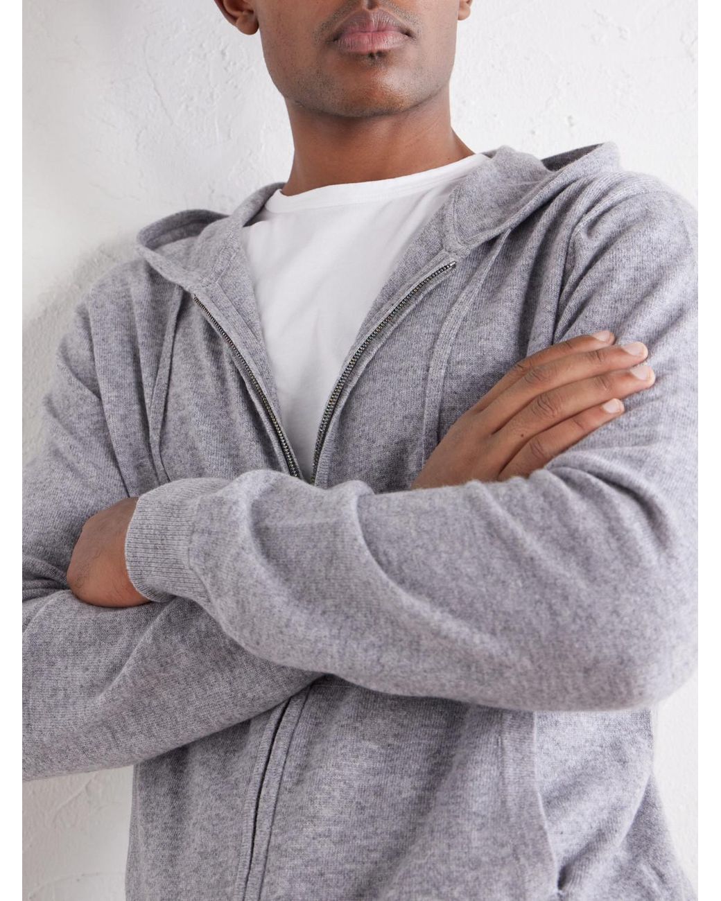 Mr P. Gray Wool And Cashmere-Blend Zip-Up Hoodie for men