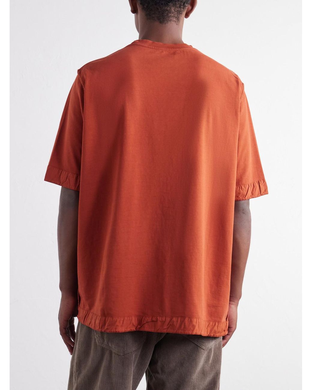 Casey Casey Red Felix Gabardine-Trimmed Cotton-Jersey T-Shirt for men
