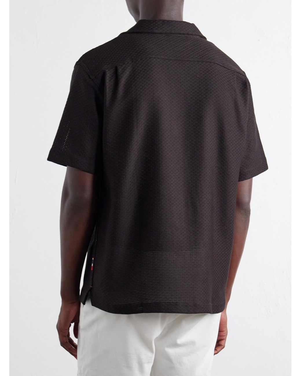 Orlebar Brown Black Maitan Camp-Collar Cotton Shirt for men