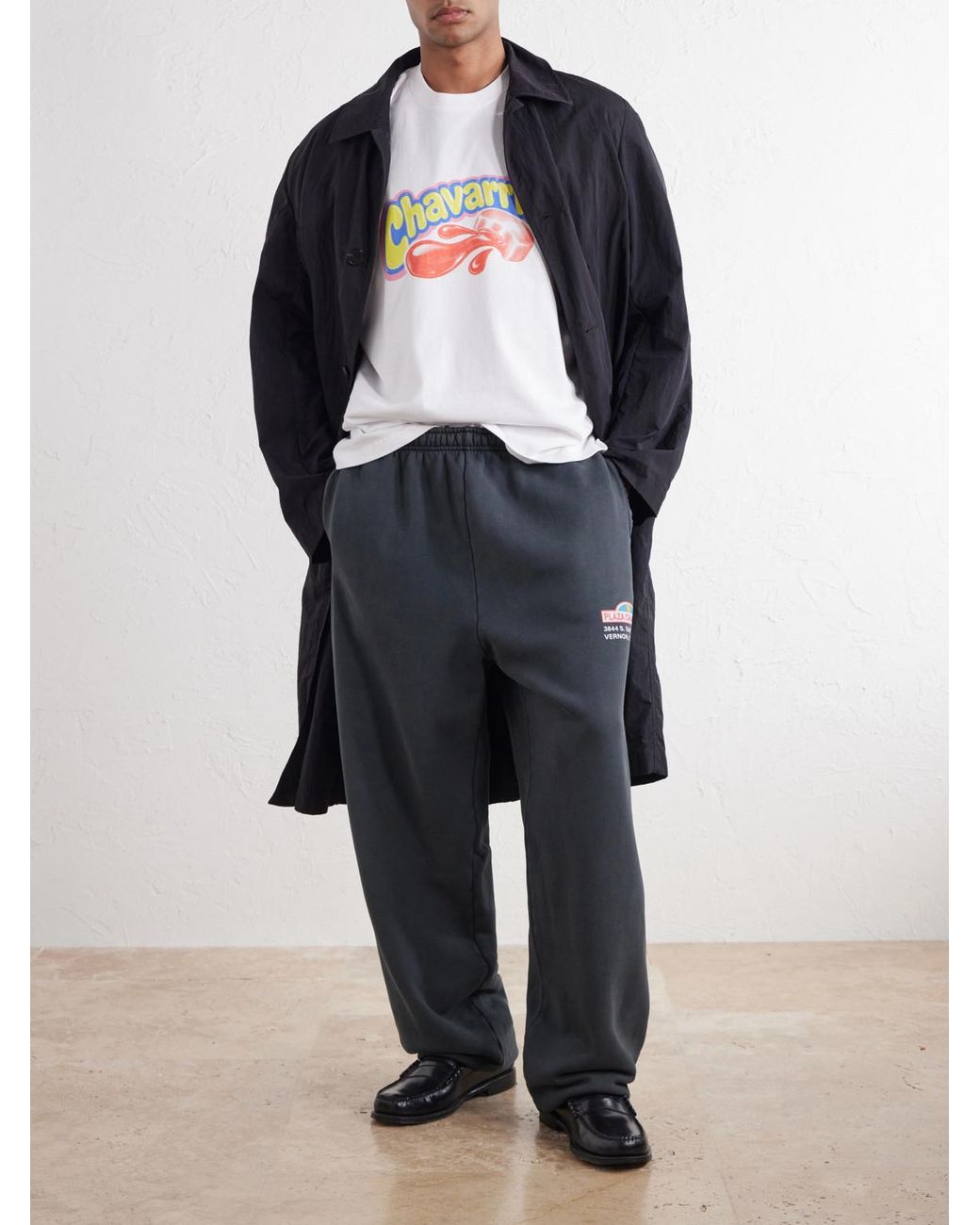 Willy Chavarria Gray Wide-Leg Printed Cotton-Jersey Sweatpants for men