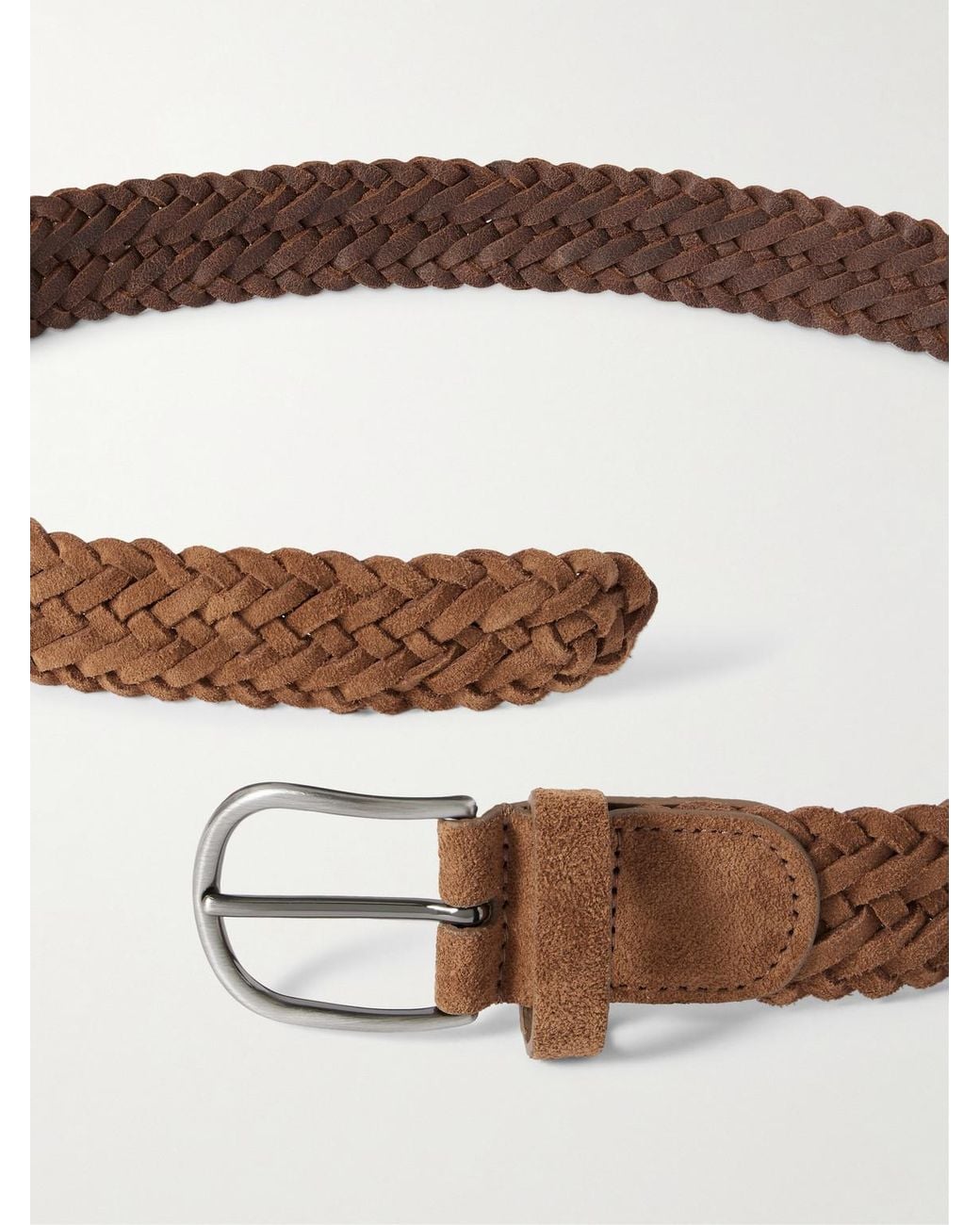 Andersons Brown 3.5cm Woven Suede Belt for men