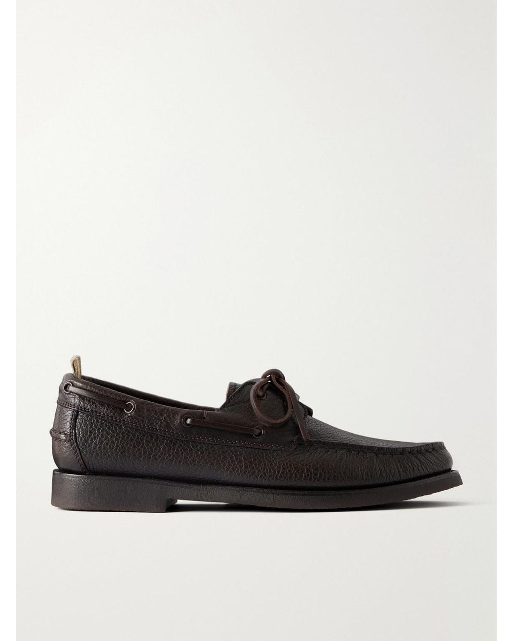 Officine Creative Black Balfron 002 Leather Boat Shoes for men
