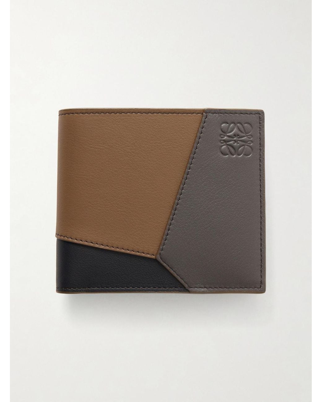 Loewe Brown Puzzle Edge Patchwork Leather Bifold Wallet for men