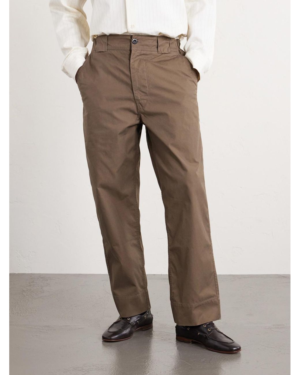 Margaret Howell Brown Tapered Cotton-Blend Canvas Trousers for men
