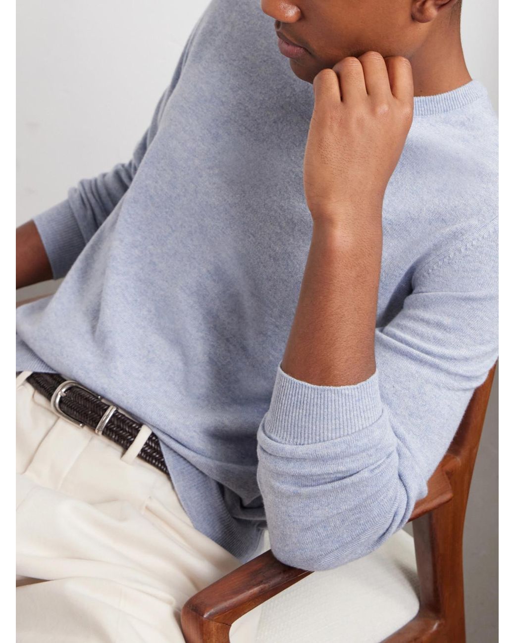 Fedeli Blue Cashmere Sweater for men