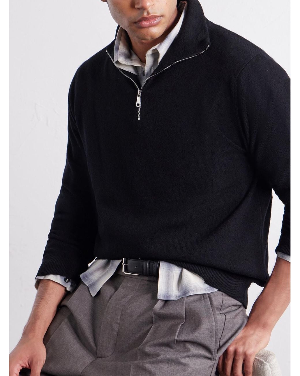 Begg x Co Blue Heriot Half-Zip Cashmere Sweater for men