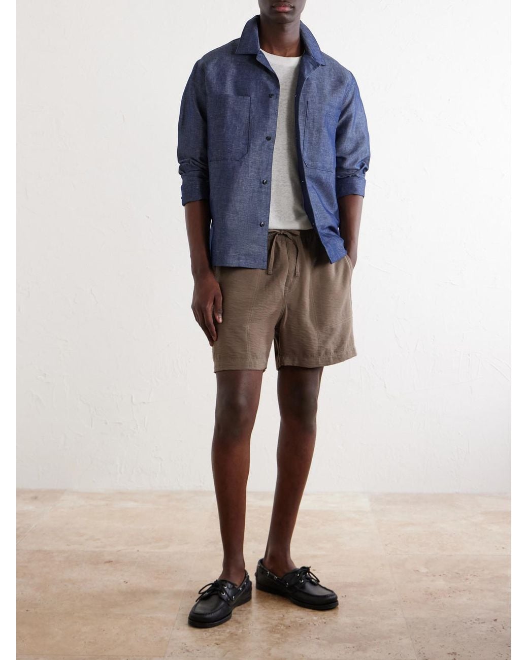NN07 Gray Ryder 5971 Straight-Leg Tencellyocell -Blend Drawstring Shorts for men