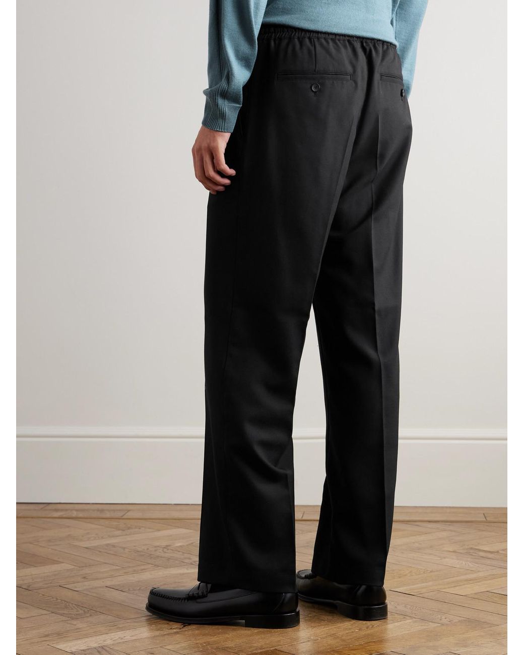 Mr P. Black Arthur Wide-Leg Woven Drawstring Trousers for men