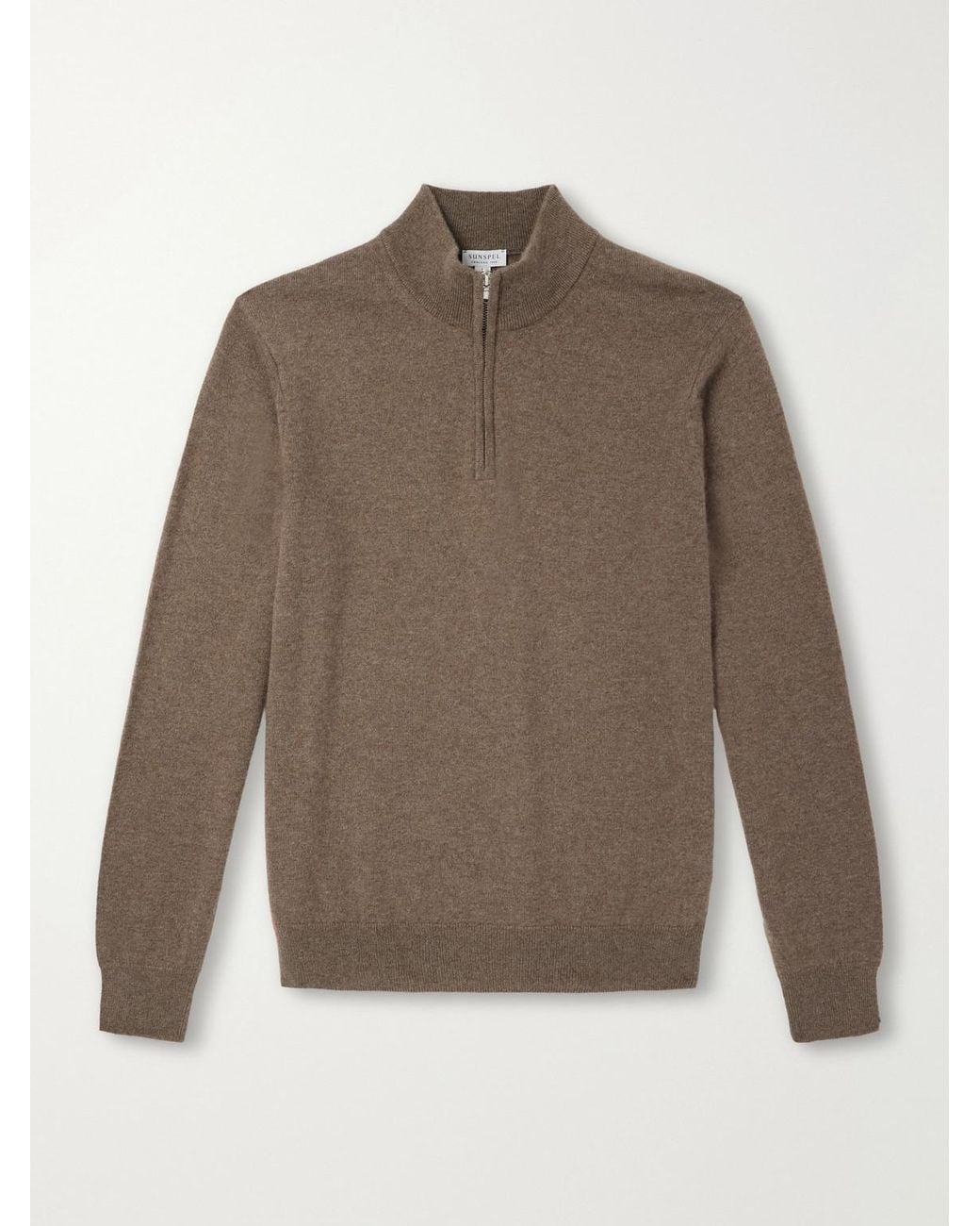 Sunspel Brown Cashmere Half-zip Sweater for men