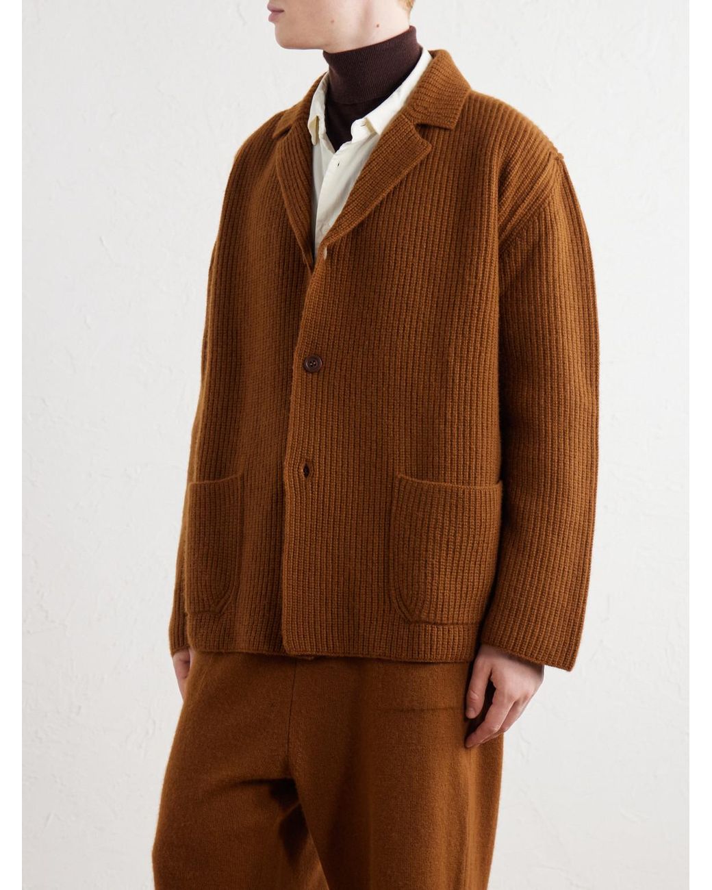 Casey Casey Brown Panno Wool-Knitted Cardigan for men