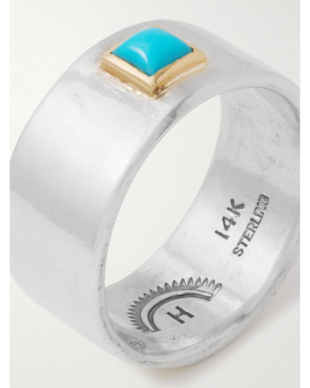 Peyote Bird Blue Azul Sterling, 14-Karat And Ring for men