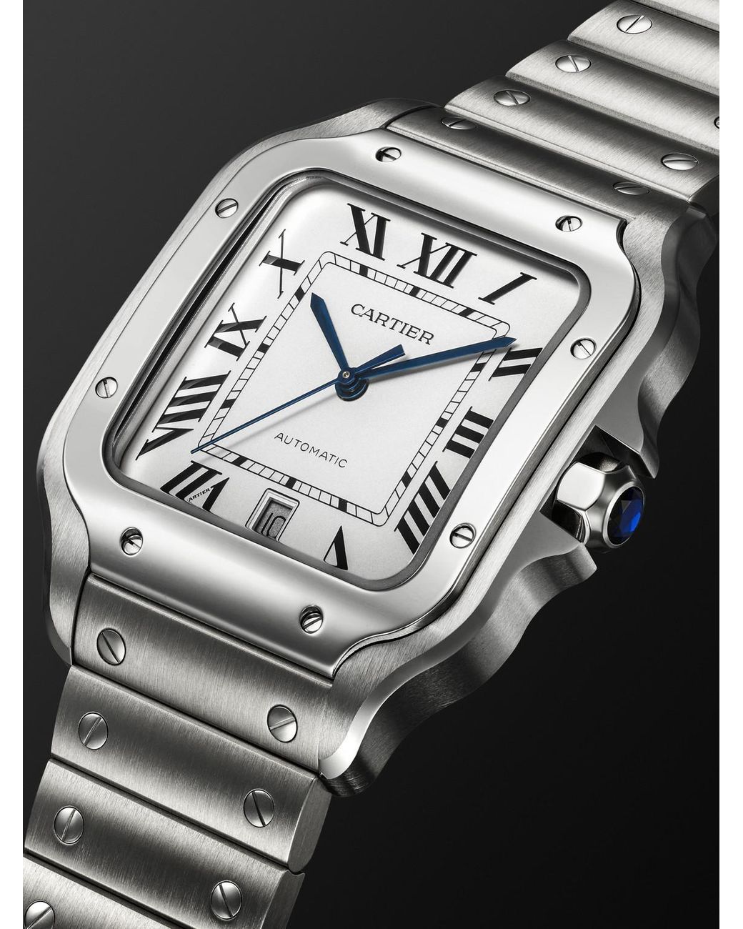 Cartier Black Santos Large Automatic Interchangeable Stainless Steel Watch for men
