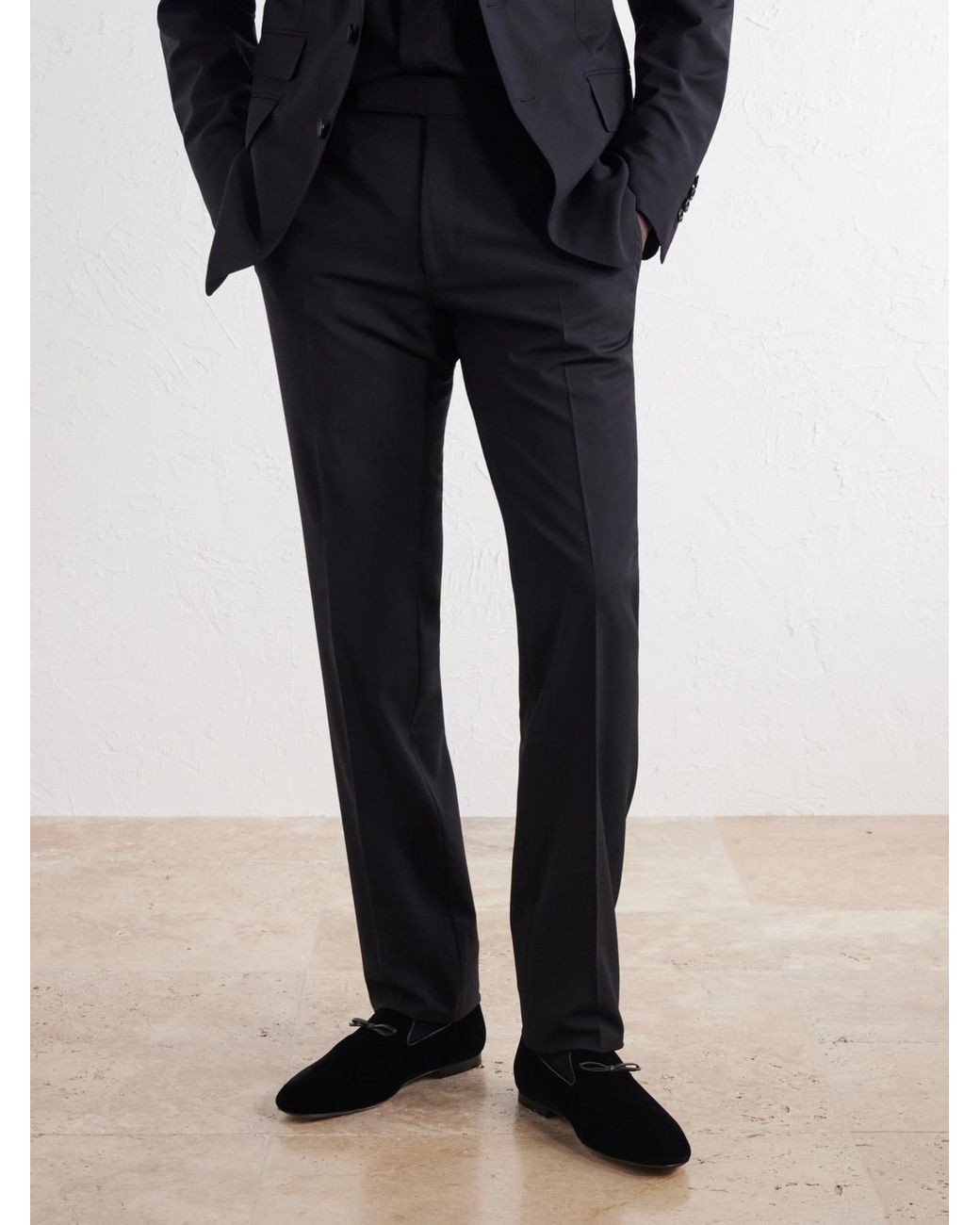 Tom Ford Black Scott Bow-Detailed Velvet Loafers for men
