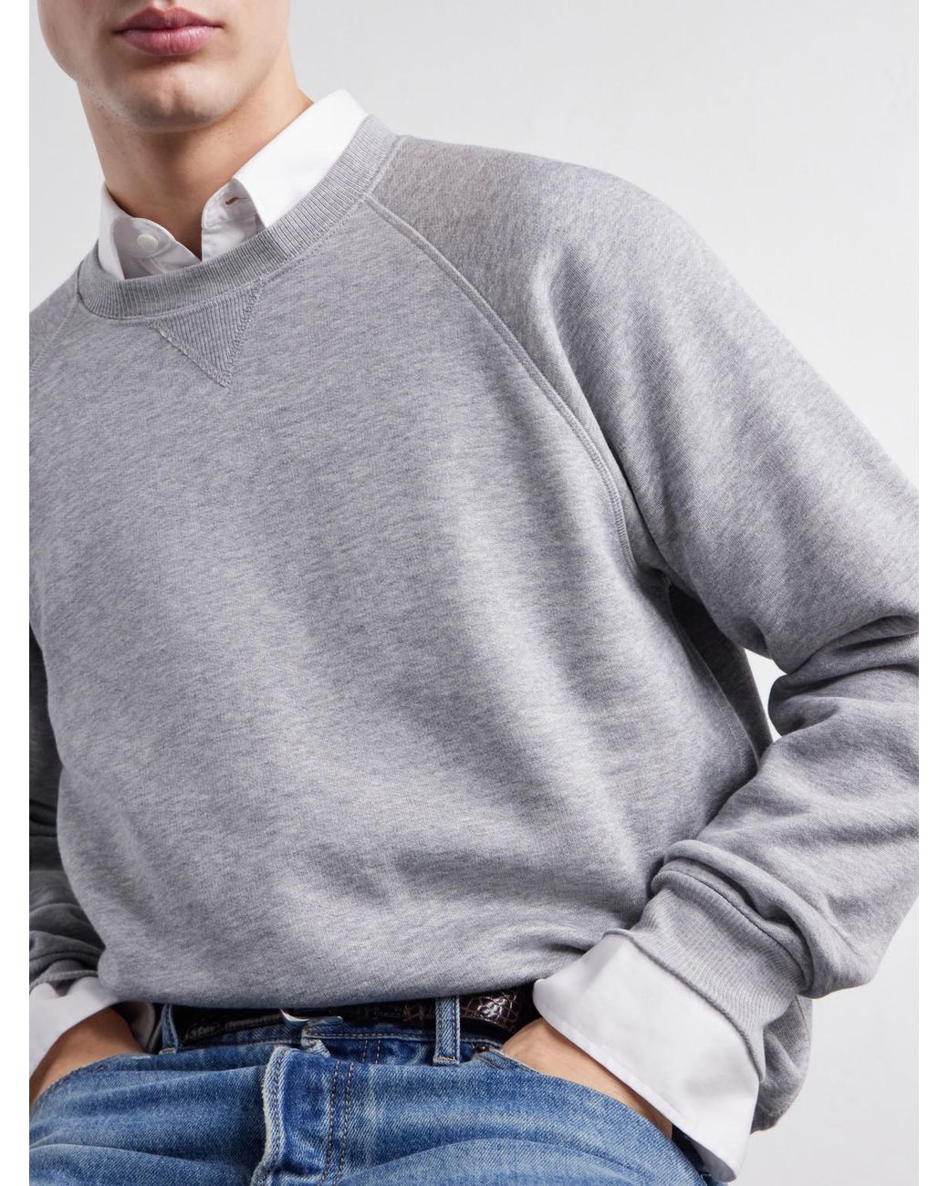 Totême Gray Cotton And Silk-Blend Jersey Sweater for men