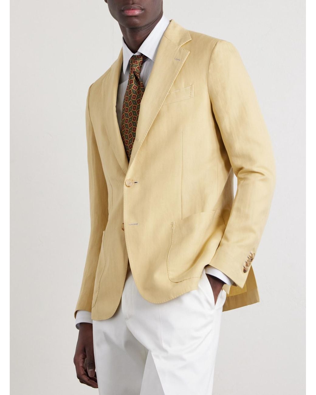 De Petrillo Natural Linen And Cotton-Blend Blazer for men