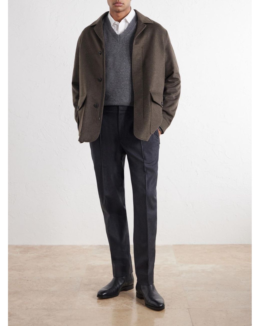 Zegna Blue Straight-Leg Wool, Cashmere And Silk-Blend Trousers for men