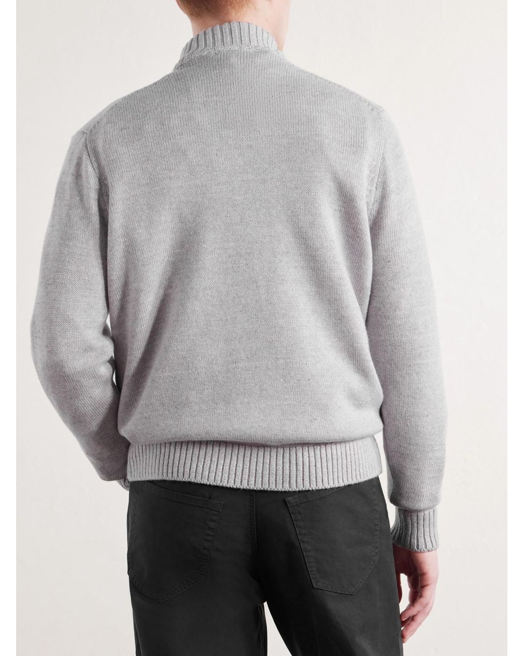 Inis Meáin White Wool And Linen-Blend Half-Zip Sweater for men