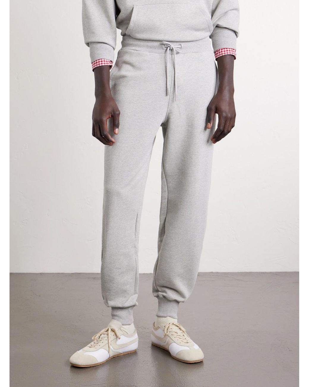 AMI White Logo-Embroidered Cotton-French Terry Sweatpants for men