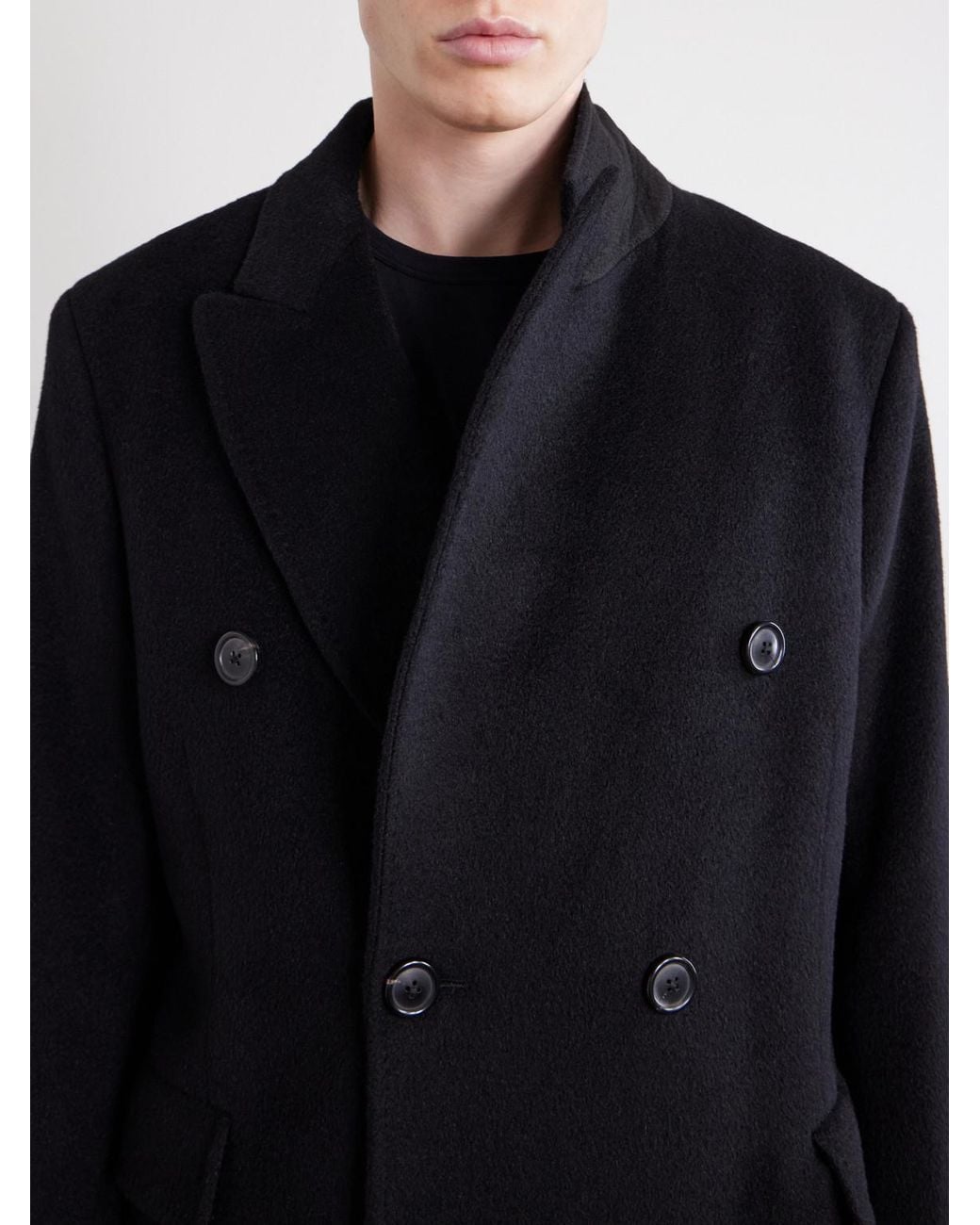 Our Legacy Black Whale Double-Breasted Mohair-Blend Coat for men
