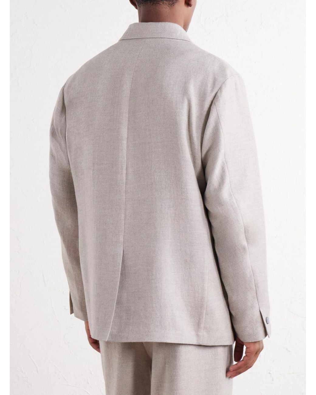 Blue Blue Japan White Shawl-Collar Wool, Cotton And Yak-Blend Twill Suit Jacket for men