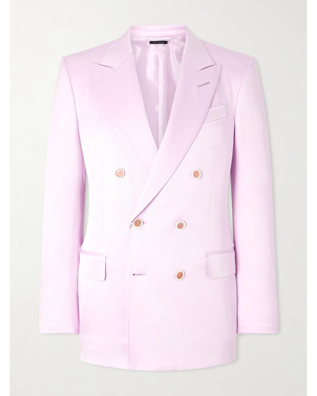 Tom Ford Pink Double-Breasted Silk-Gabardine Blazer for men