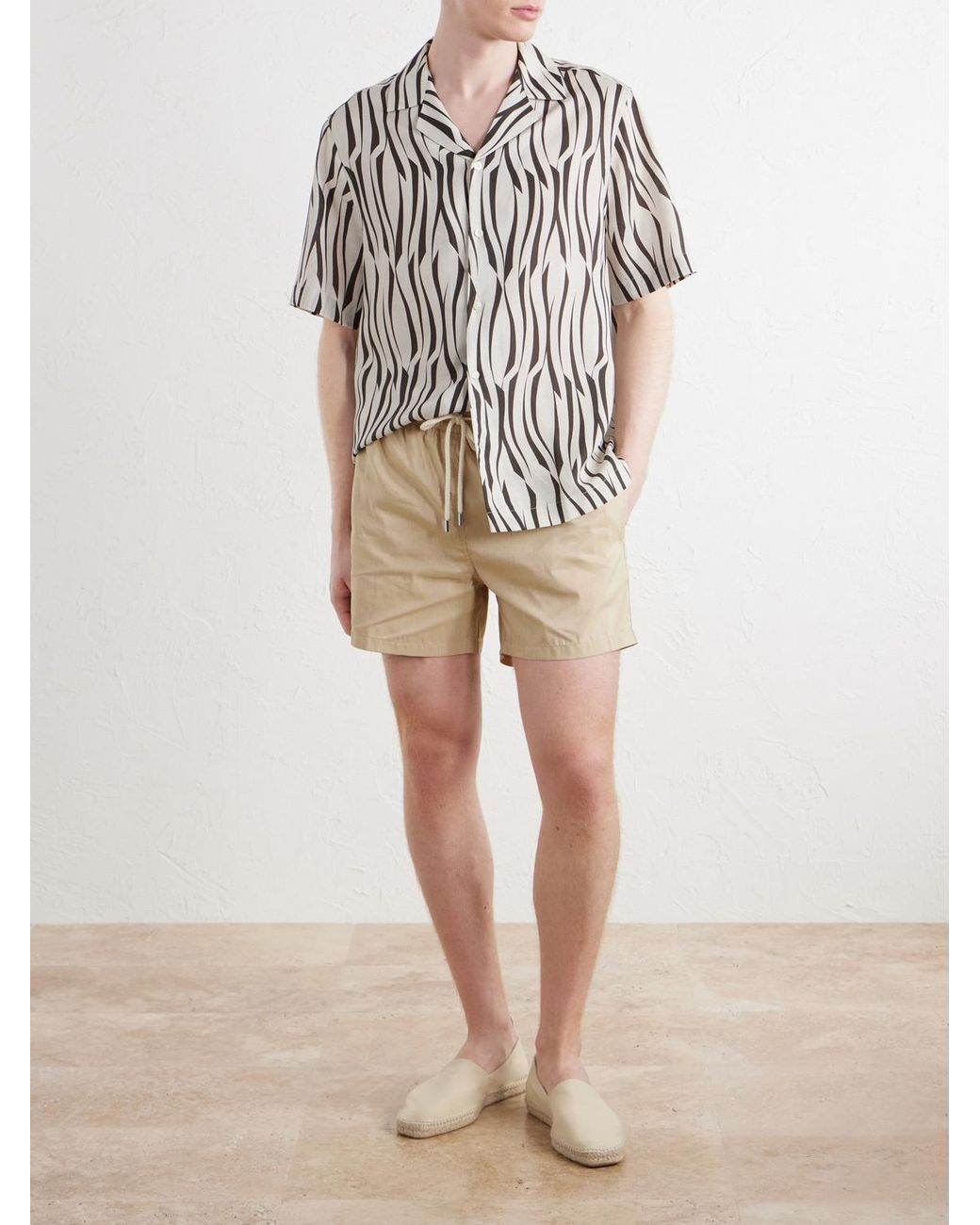 Frescobol Carioca White Roberto Camp-collar Printed Lyocell And Linen-blend Shirt for men