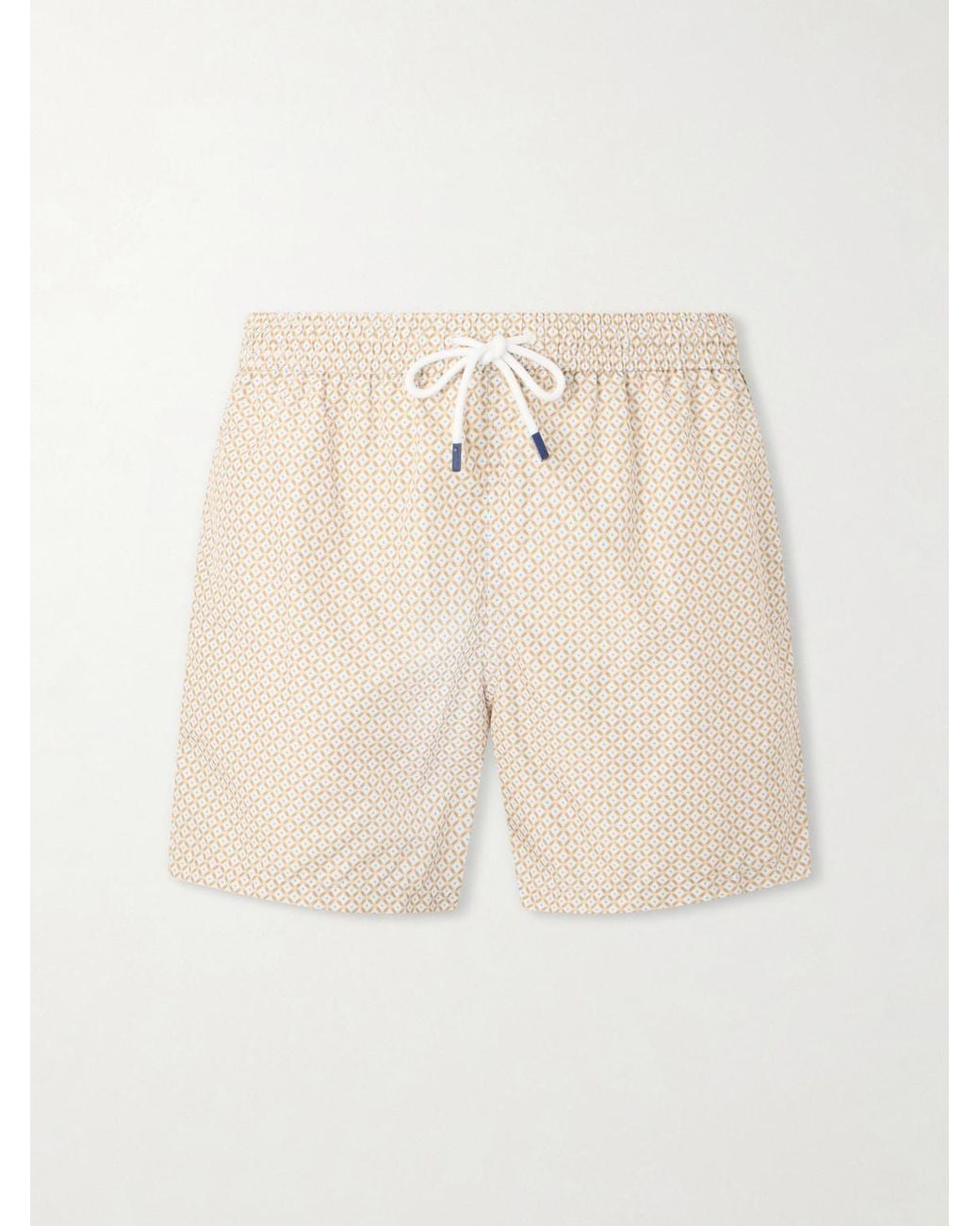 Fedeli Natural Madeira Straight-leg Mid-length Printed Swim Shorts for men