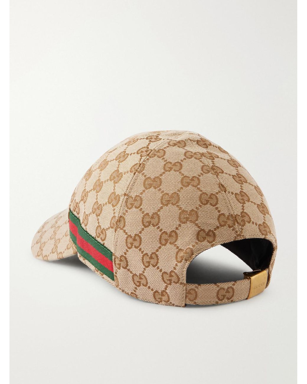 Gucci Natural Webbing-Trimmed Logo-Jacquard Canvas Cap for men
