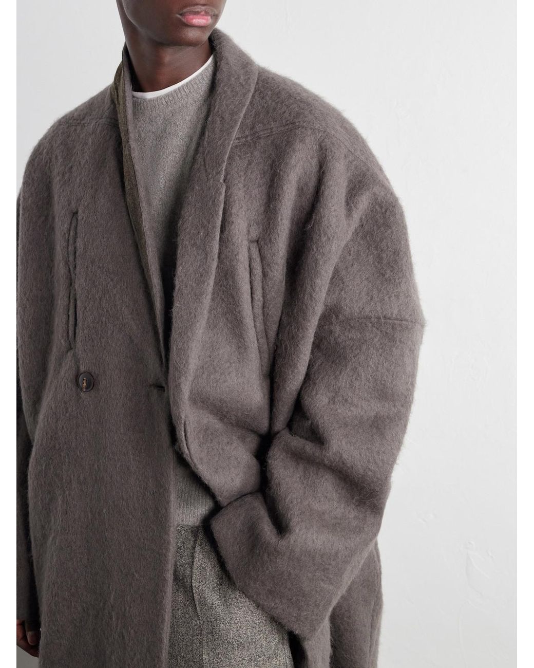 Rick Owens Gray Poiret Alpaca And Wool-Blend Coat for men