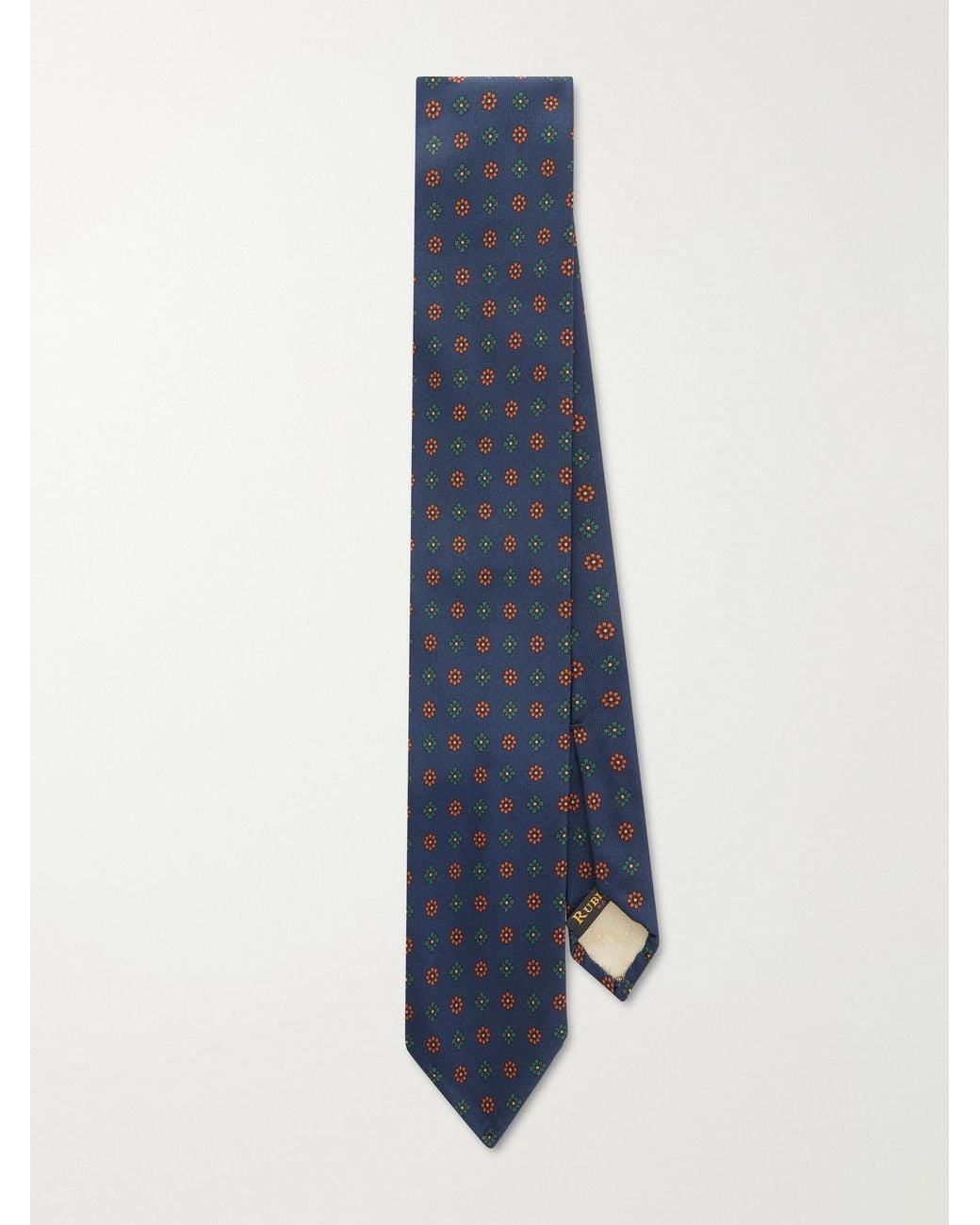 Rubinacci Blue 8Cm Printed Silk-Twill Tie for men