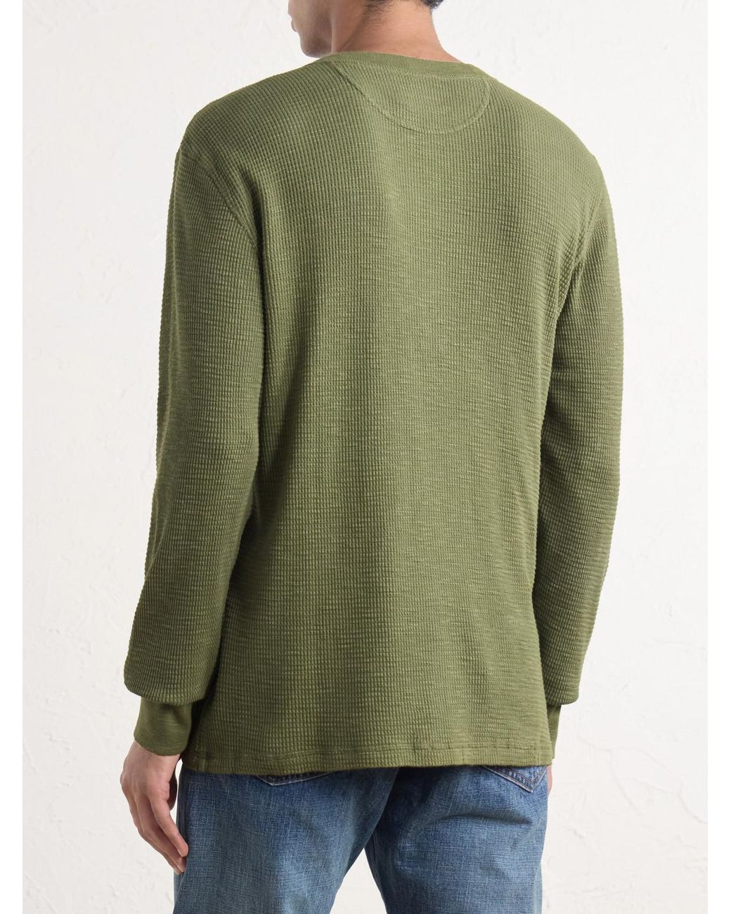 RRL Green Waffle-knit Cotton-jersey Henley T-shirt for men