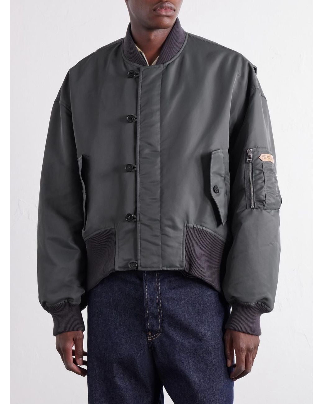 J.W. Anderson Gray Rib-Trimmed Shell Bomber Jacket for men