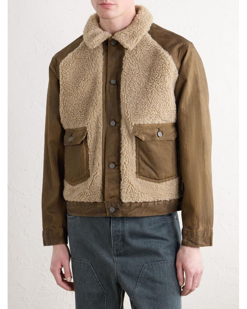RRL Natural Fleece-Trimmed Denim Jacket for men