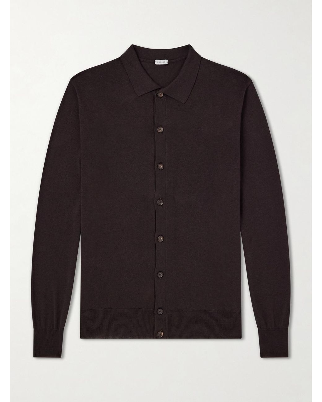 Caruso Black Silk And Cotton-Blend Cardigan for men
