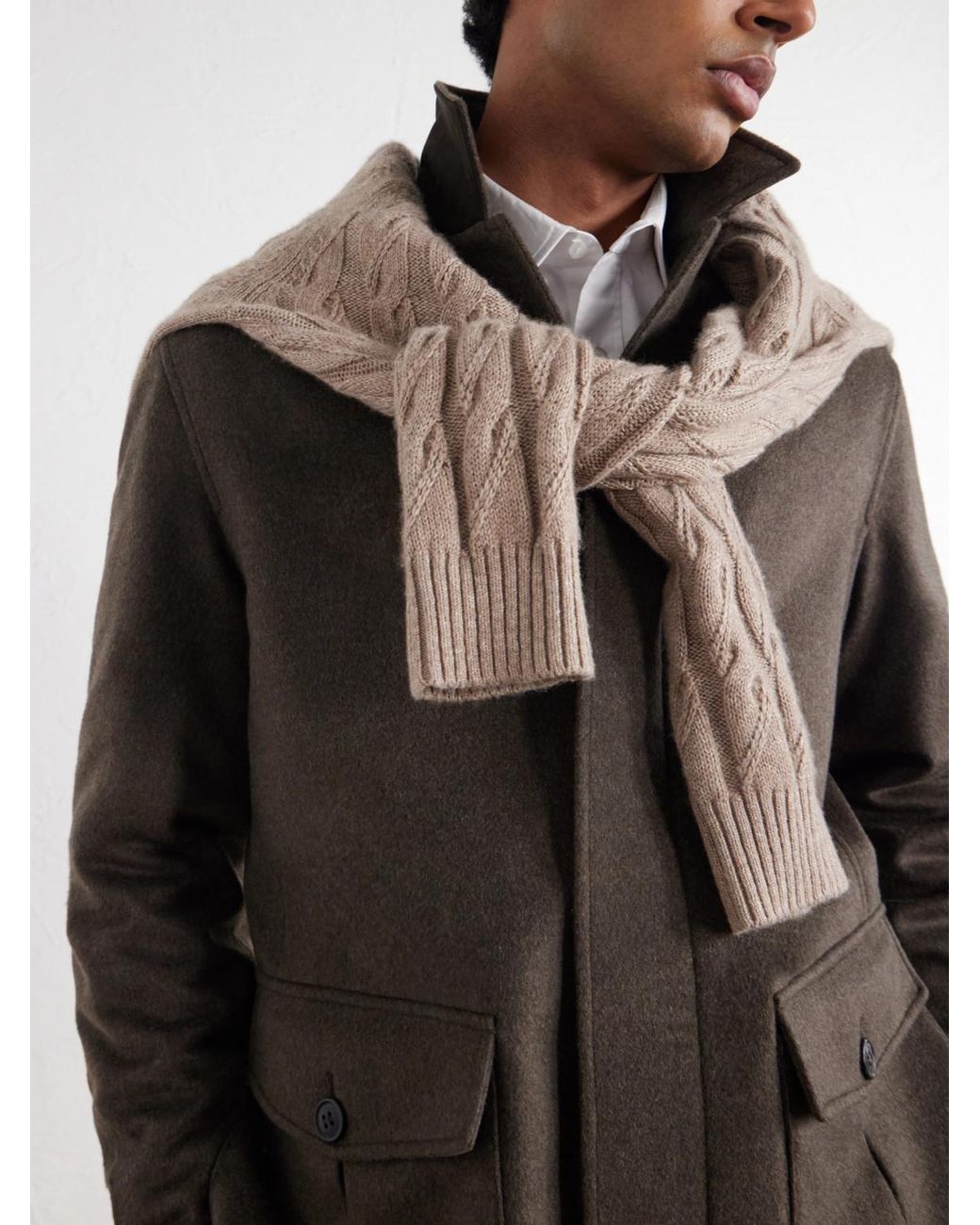 Zegna Brown Oasi Herringbone Cashmere Coat for men