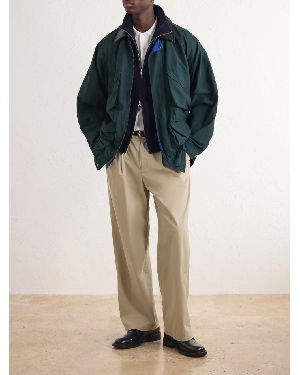 Aimé Leon Dore Natural Straight-Leg Pleated Cotton Trousers for men