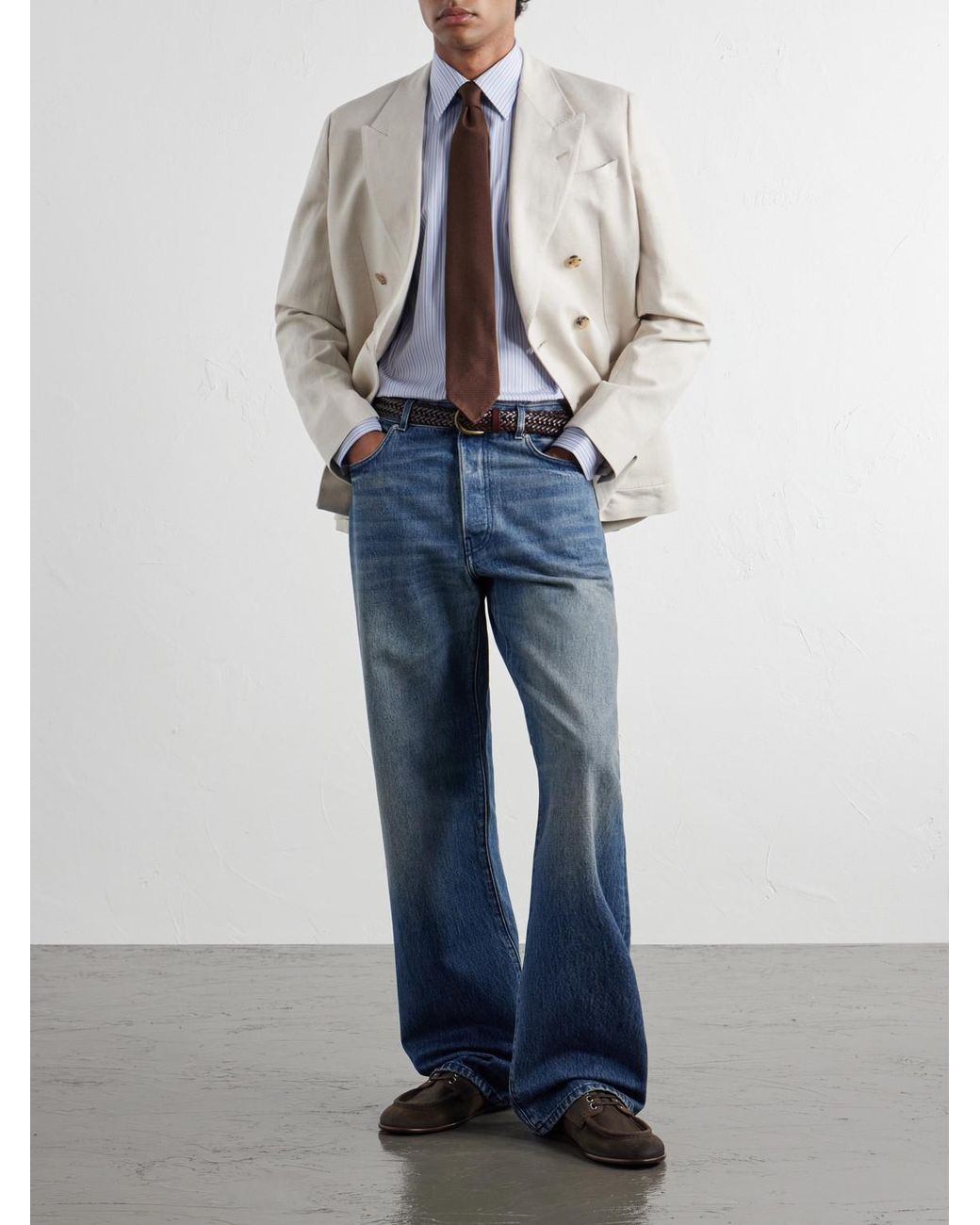 Dolce & Gabbana Blue Classic-Collar Striped Cotton-Poplin Shirt for men